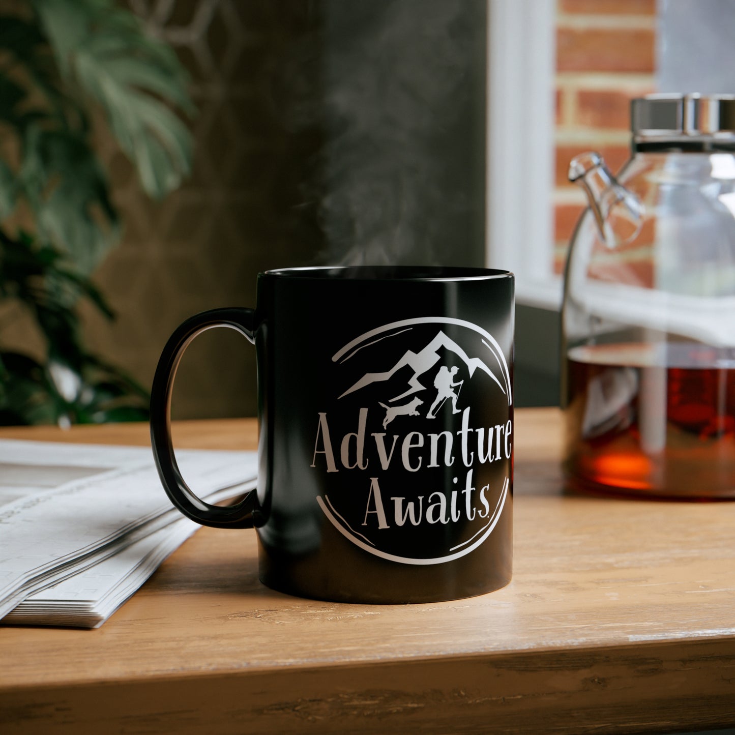 “Adventure Awaits” Hiking and Dog Lover Mug – Perfect Ceramic Coffee Cup for Outdoor Enthusiasts