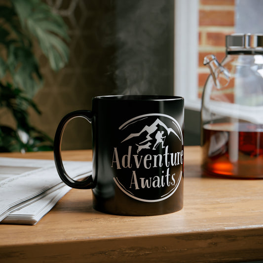 “Adventure Awaits” Hiking and Dog Lover Mug – Perfect Ceramic Coffee Cup for Outdoor Enthusiasts