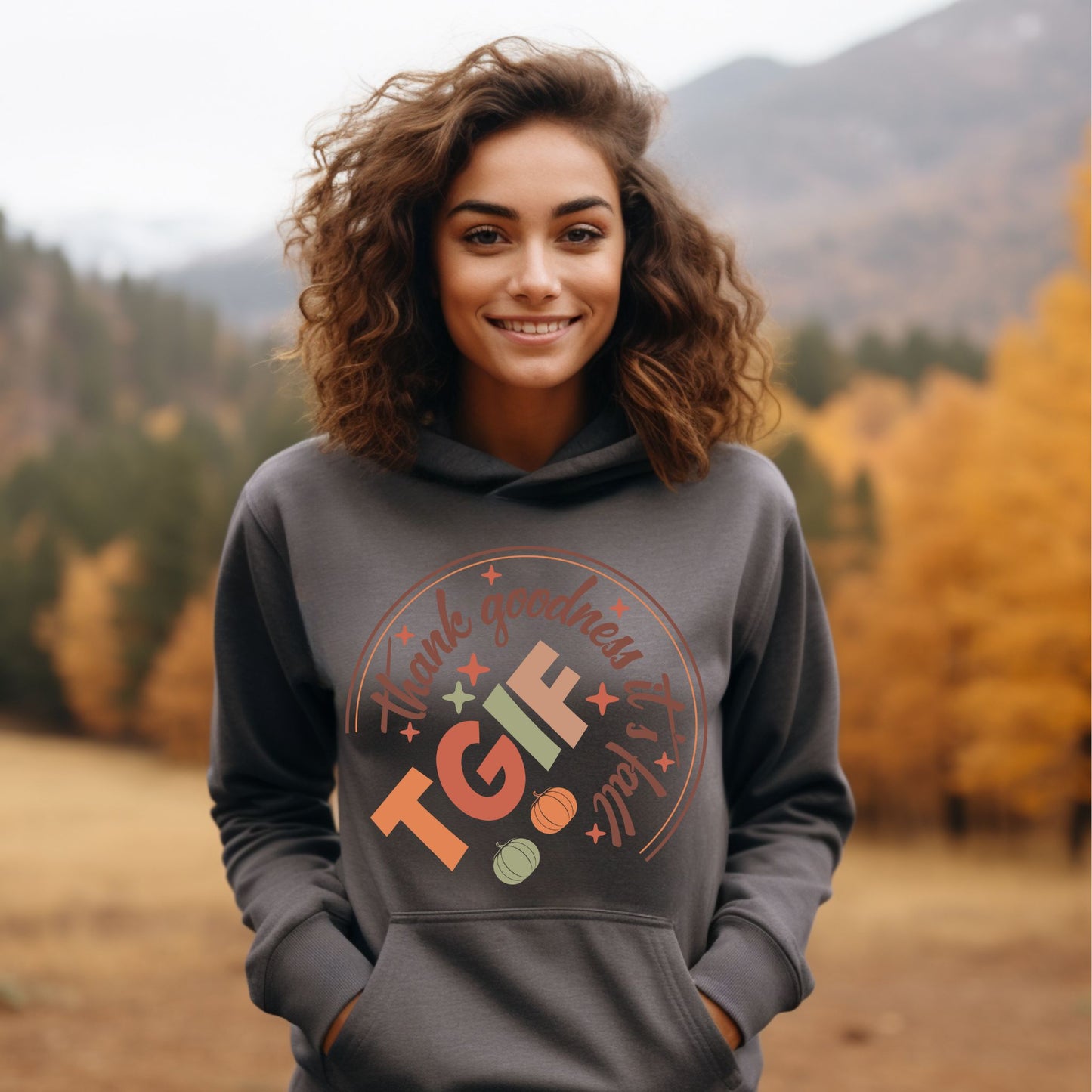 Autumn Vibes Hoodie TGIF Thank Goodness It's Fall Sweatshirt Gift For Autumn Fall Vibes Shirt