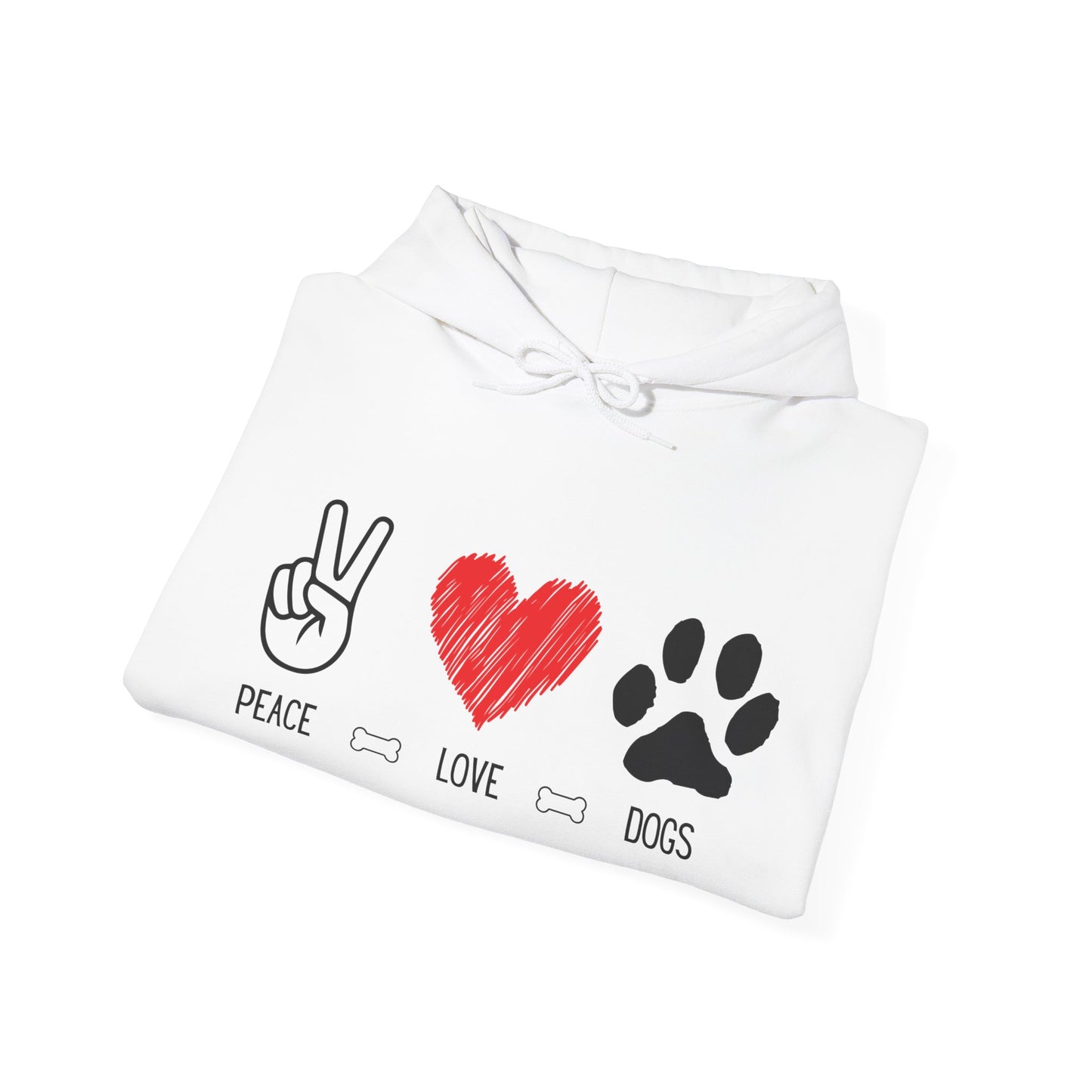 Peace Love Dogs Hoodie, Dog Lover Hoodie, Cute Dog Lover Sweatshirt, Peace Sign Heart Paw Print Hoodie, Dog Mom Gift, Cozy Pet Lover Hoodie
