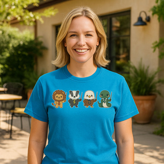 Cute Wizard Animal Mascots T-Shirt – Magical Creatures Tee