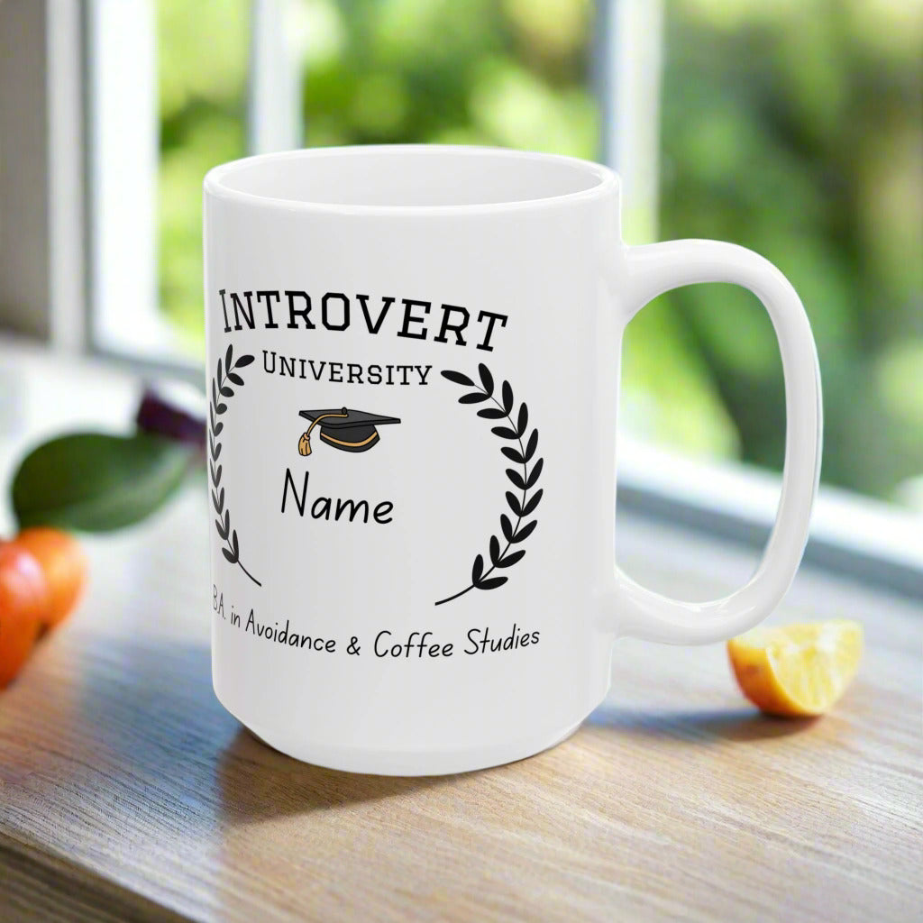 Introvert University Mug – Personalized Funny Coffee Gift