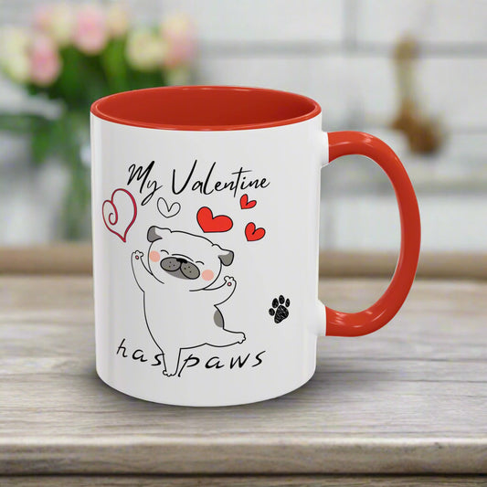 Valentine's Day Puppy Mug – "My Valentine Has Paws" Cute Coffee Mug for Dog Lovers