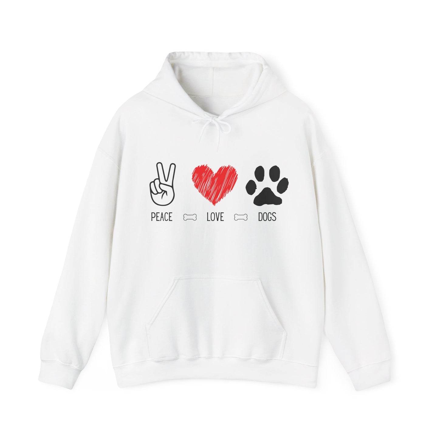 Peace Love Dogs Hoodie, Dog Lover Hoodie, Cute Dog Lover Sweatshirt, Peace Sign Heart Paw Print Hoodie, Dog Mom Gift, Cozy Pet Lover Hoodie
