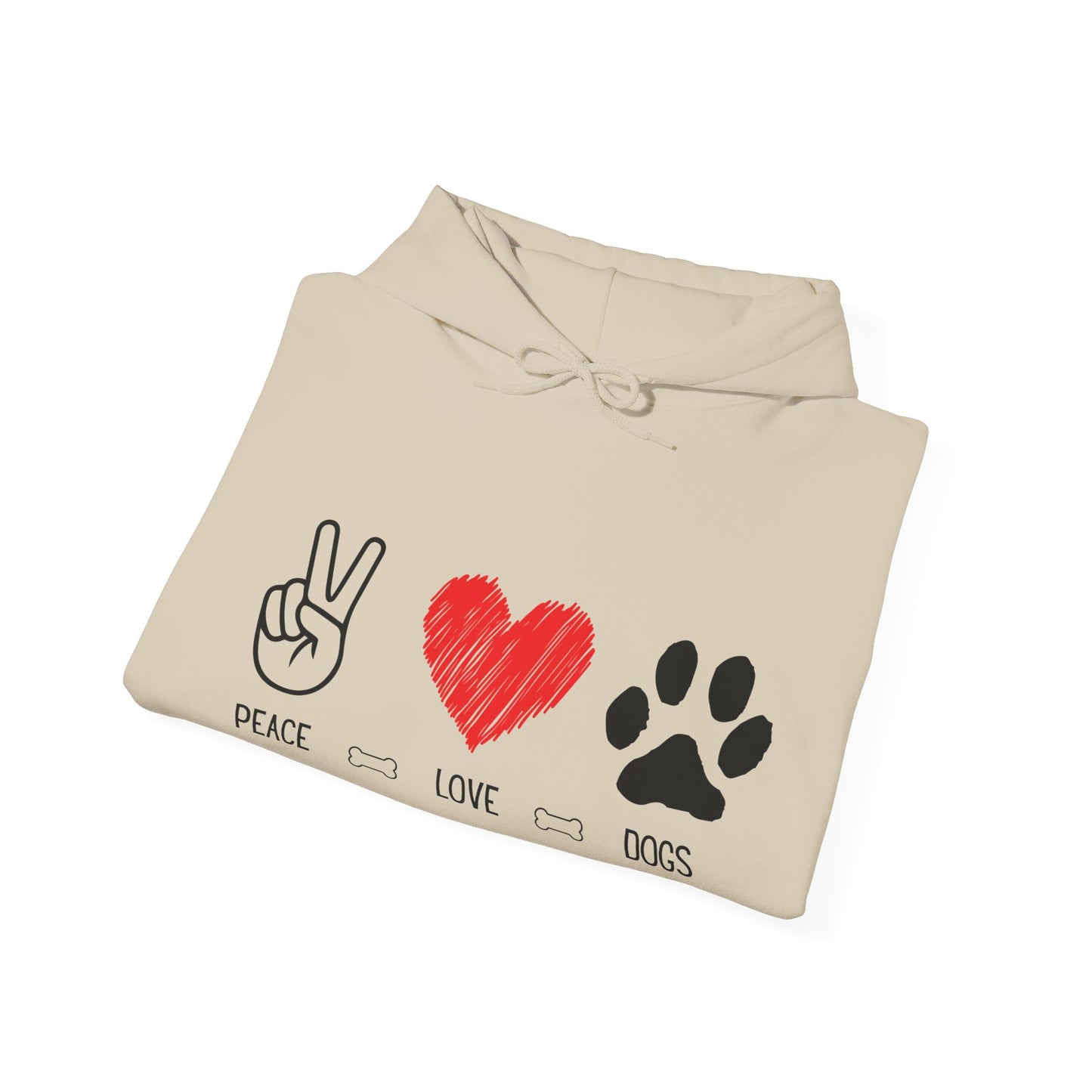 Peace Love Dogs Hoodie, Dog Lover Hoodie, Cute Dog Lover Sweatshirt, Peace Sign Heart Paw Print Hoodie, Dog Mom Gift, Cozy Pet Lover Hoodie