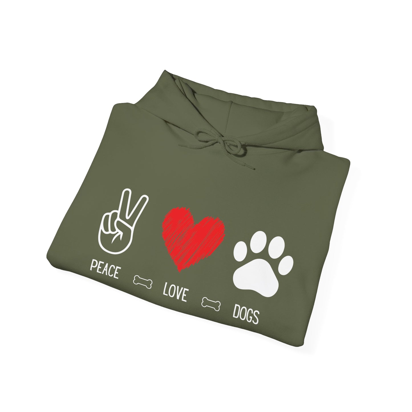 Peace Love Dogs Hoodie, Dog Lover Hoodie, Cute Dog Lover Sweatshirt, Peace Sign Heart Paw Print Hoodie, Dog Mom Gift, Cozy Pet Lover Hoodie
