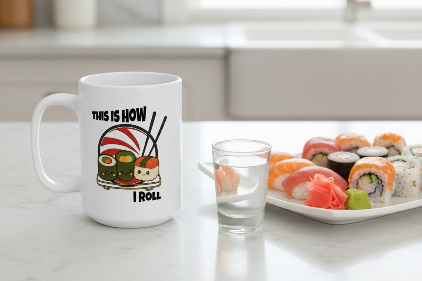 This Is How I Roll Sushi Mug – Funny Sushi Lover Coffee Mug, Cute Food Pun Gift