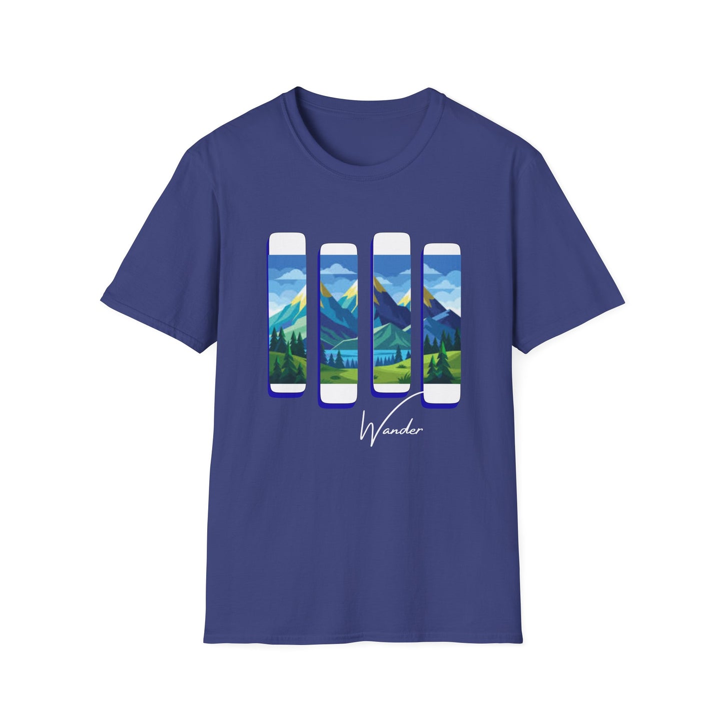 Wander Landscape T-Shirt – Minimal Mountain Panel Graphic Tee | Nature-Inspired Unisex Shirt