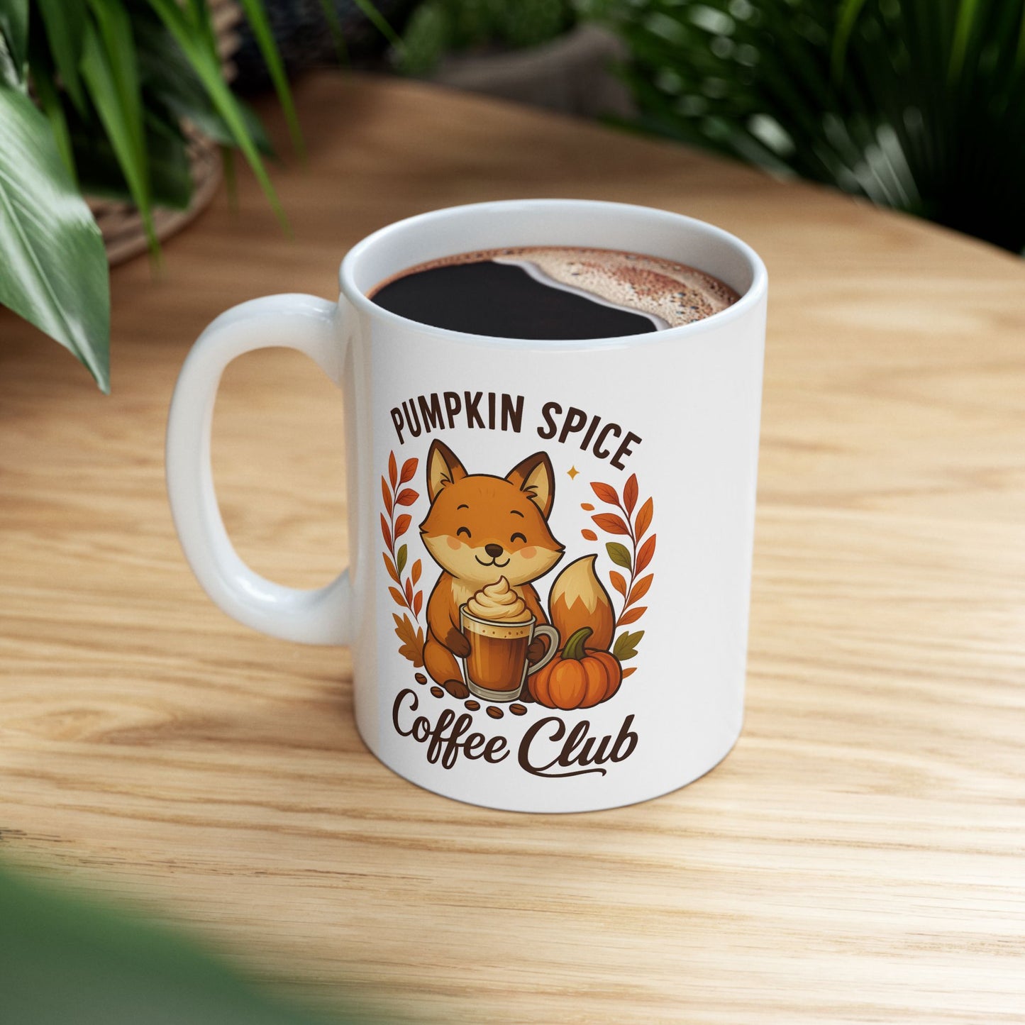 Pumpkin Spice Coffee Club Mug – Cute Fall Fox Coffee Mug, Cozy Autumn Coffee Lover Gift
