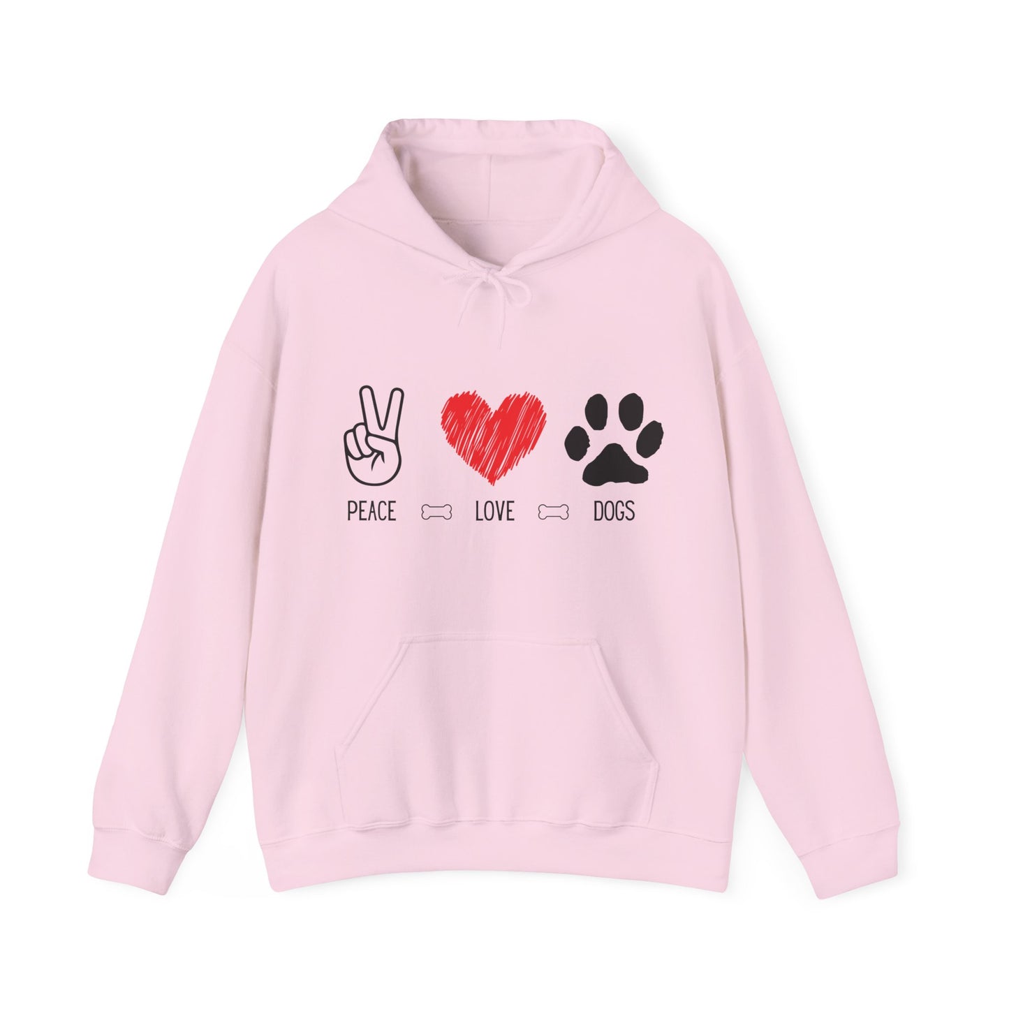 Peace Love Dogs Hoodie, Dog Lover Hoodie, Cute Dog Lover Sweatshirt, Peace Sign Heart Paw Print Hoodie, Dog Mom Gift, Cozy Pet Lover Hoodie