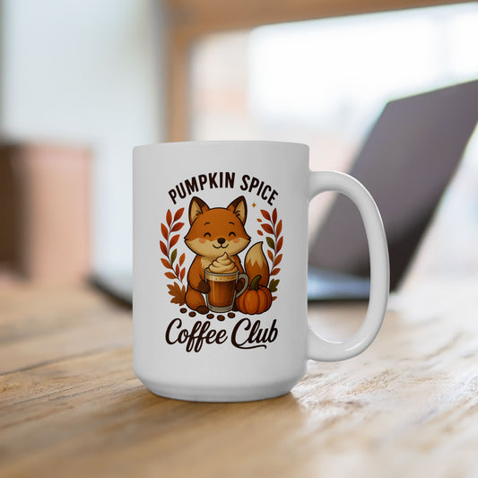 Pumpkin Spice Coffee Club Mug – Cute Fall Fox Coffee Mug, Cozy Autumn Coffee Lover Gift
