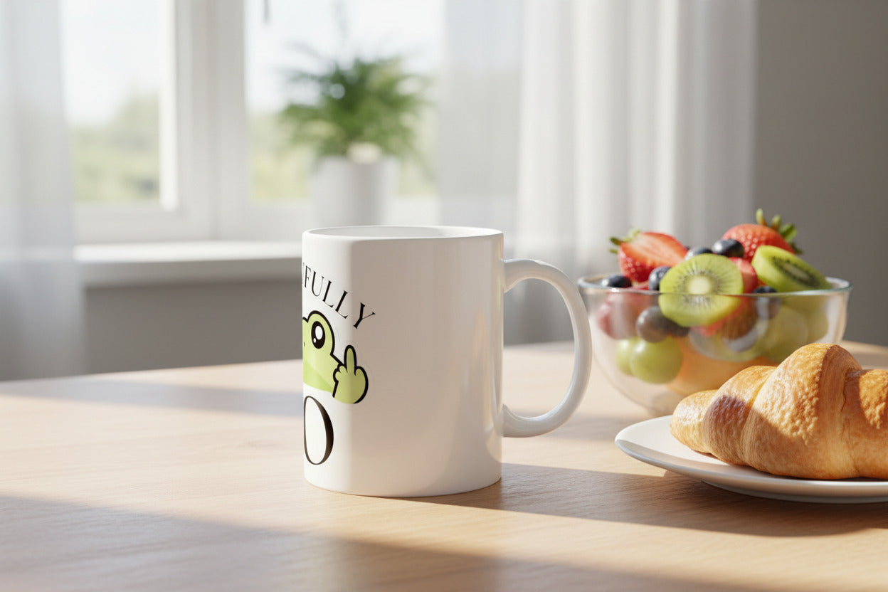 Respectfully No Frog Mug – Funny Sarcastic Coffee Mug - Cute Frog Gift - Introvert Humor Cup - Office Humor Mug - 11oz & 15oz