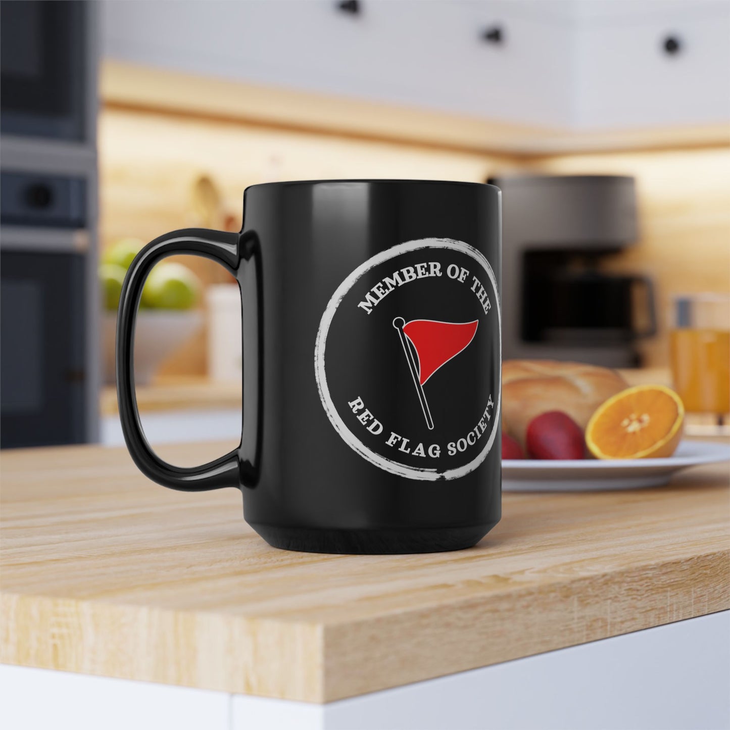 Red Flag Society Mug – Funny Dating Humor Coffee Cup | 11oz & 15oz White or Black Mug Gift