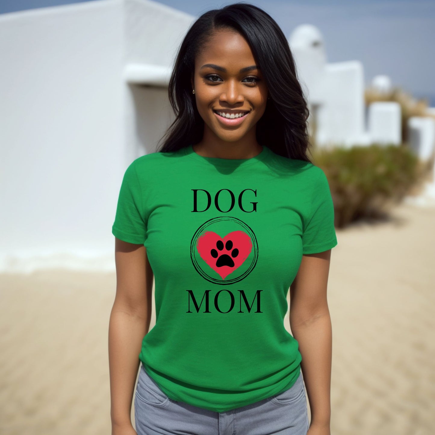 Dog Mom Paw Print Heart T-Shirt, Pet Lover Tee, Animal Parent Shirt, Puppy Owner Top, Cute Doggie Theme Clothing