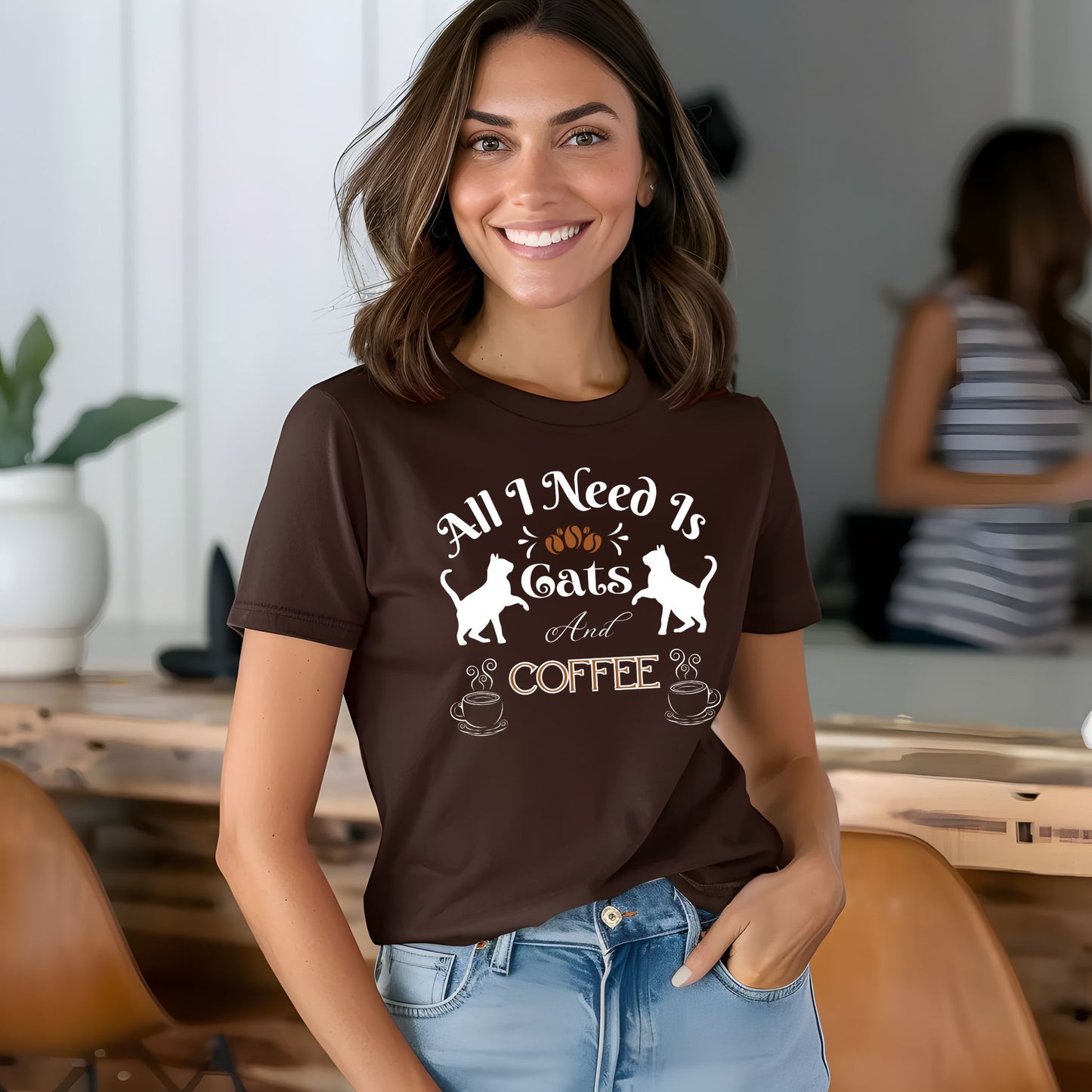 Cat and Coffee T-Shirt - All I need is Cats And Coffee Design Cat Lover Shirt Coffee Lover Tee