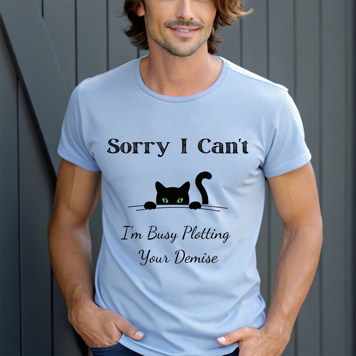 Peeking Black Cat Graphic T-Shirt Sorry I Can't I'm Plotting Your Demise Funny Cat Shirt Black Cat Tee
