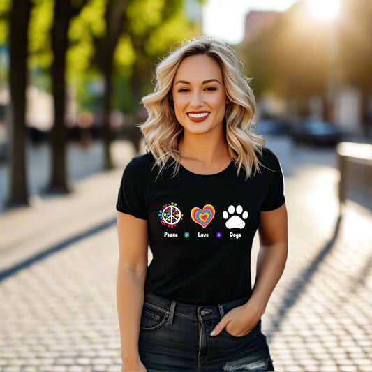 Retro Tee, Peace Love Dogs Shirt, Dog Shirt, Dog Mom Shirt, Dog Owner Gift , Dog Lover Shirt,  Vintage Shirt