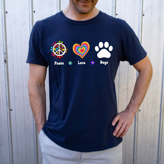 Retro Tee, Peace Love Dogs Shirt, Dog Shirt, Dog Mom Shirt, Dog Owner Gift , Dog Lover Shirt,  Vintage Shirt