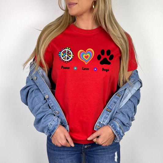 Retro Tee, Peace Love Dogs Shirt, Dog Shirt, Dog Mom Shirt, Dog Owner Gift , Dog Lover Shirt,  Vintage Shirt