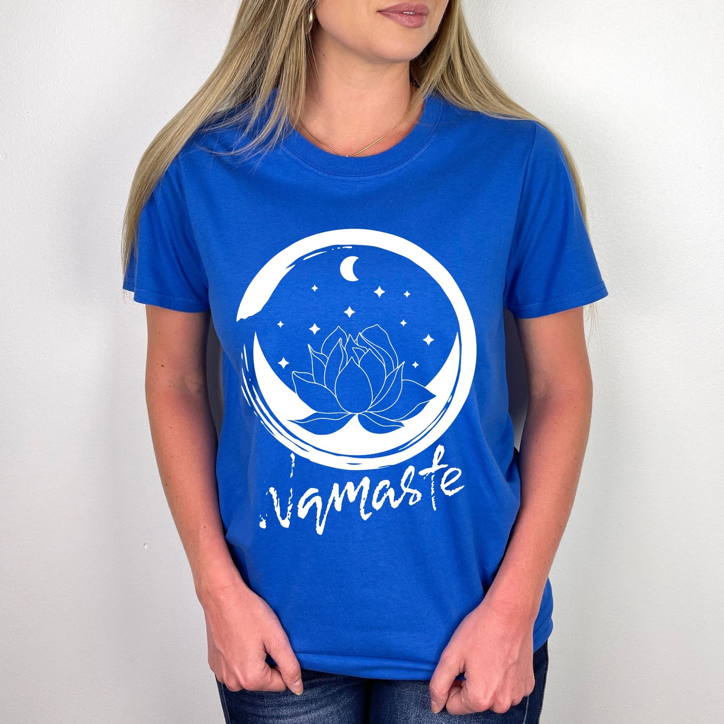 Namaste T-Shirt – Lotus Flower & Moon Graphic Tee for Yoga, Meditation & Mindfulness Lovers Namaste Shirt Yoga Shirt Meditation Shirt Yoga Gift Zen TShirt