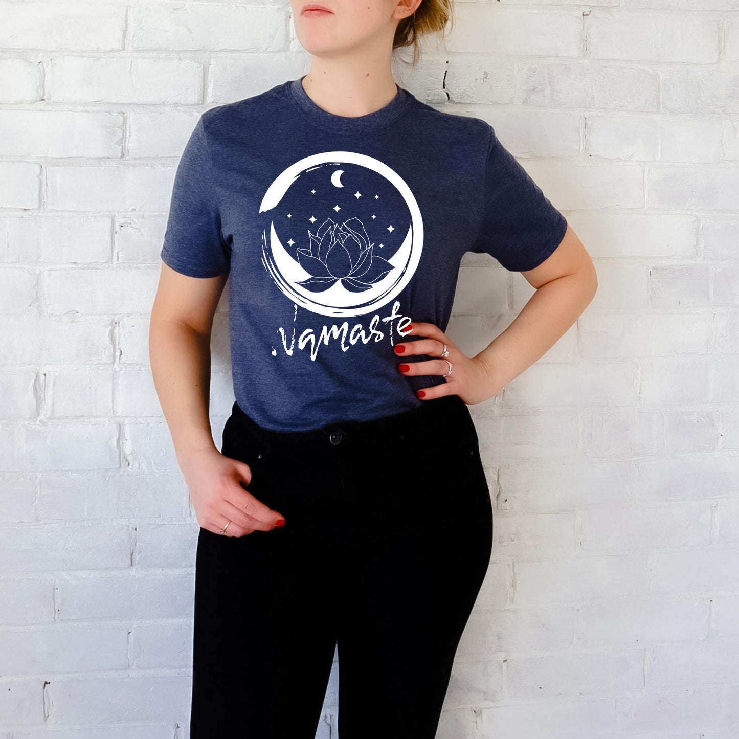 Namaste T-Shirt – Lotus Flower & Moon Graphic Tee for Yoga, Meditation & Mindfulness Lovers Namaste Shirt Yoga Shirt Meditation Shirt Yoga Gift Zen TShirt