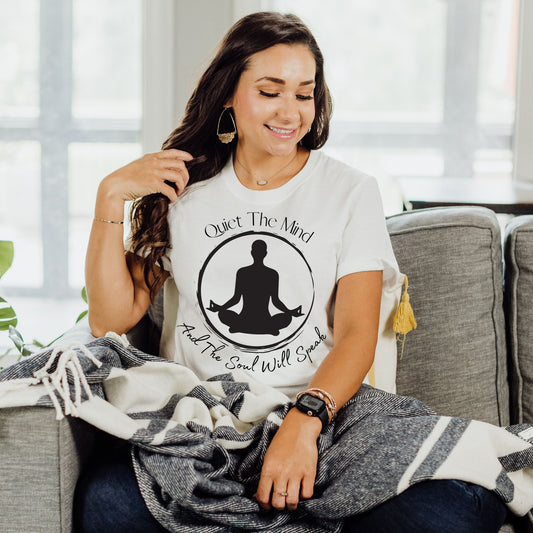 Quiet the Mind and the Soul Will Speak T-Shirt, Meditation Shirt,  Zen Shirt,  Manifest Shirt, Inspirational Meditation & Mindfulness Graphic TeeYoga Gift Yoga Lover Shirt