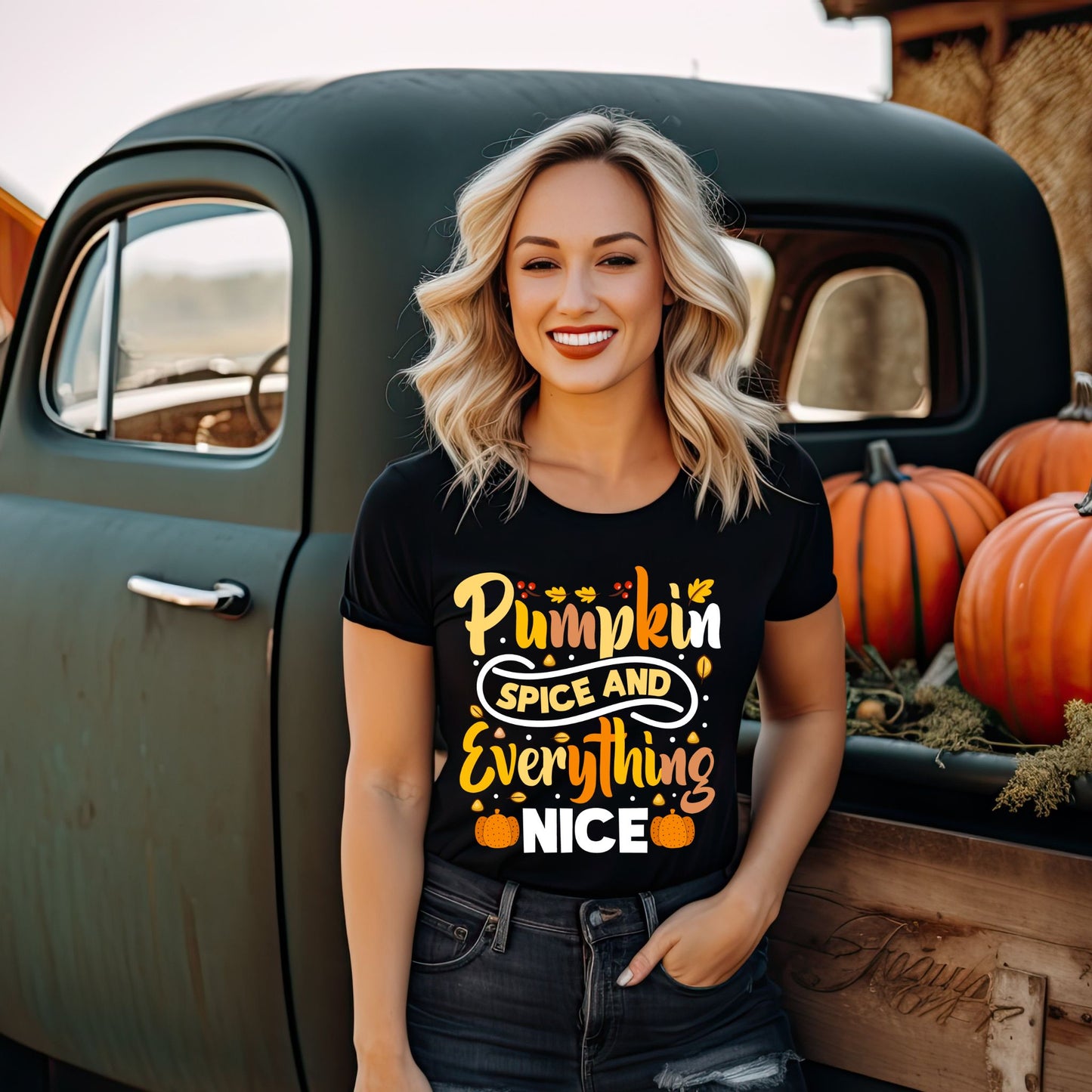 Pumpkin Spice and Everything Nice T-Shirt – Cute Fall Autumn Graphic Tee for Pumpkin Lovers