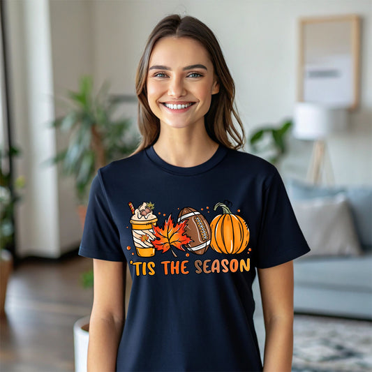 Tis The Season Shirt Pumpkin Patch TShirt Game Day Tee Coffee Lover Gift Fall Shirt