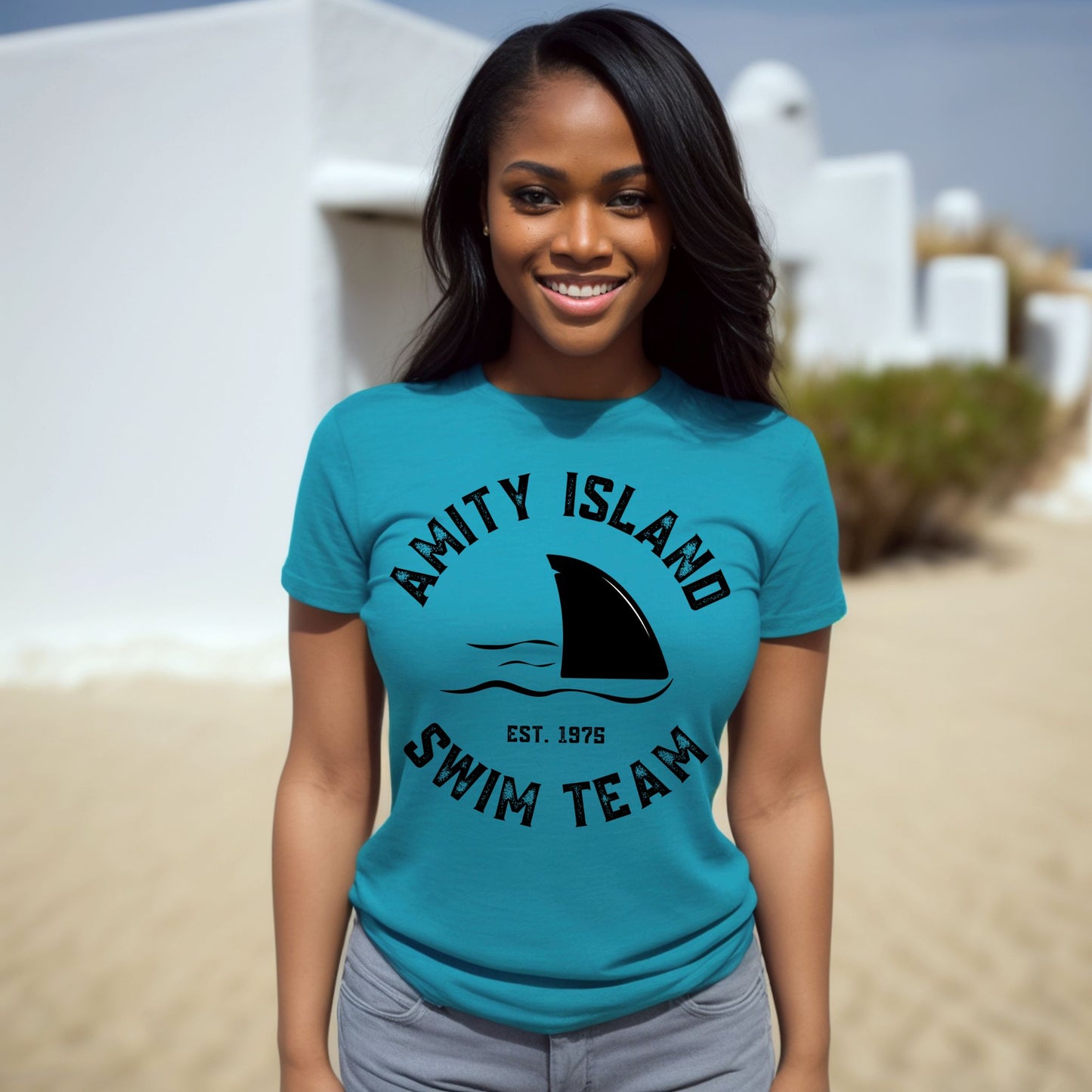 Amity Island Swim Club T-Shirt – Retro Shark Graphic Tee for Summer, Beach, and Film Fans