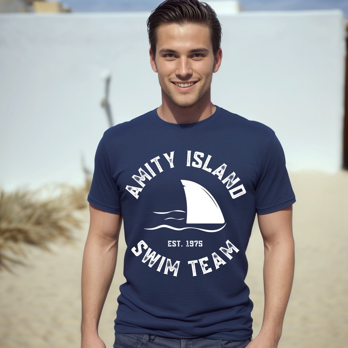 Amity Island Swim Club T-Shirt – Retro Shark Graphic Tee for Summer, Beach, and Film Fans
