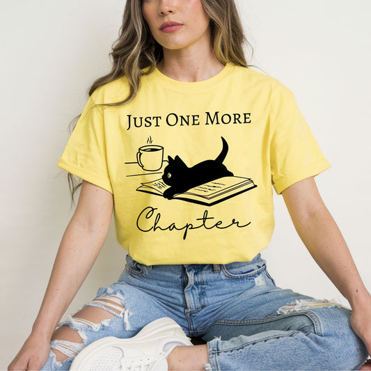 Reading Shirt For Book Lover Gifts Just One More Chapter Tshirt for Bookish Gifts Cat Lover Tee Black Cat Gifts