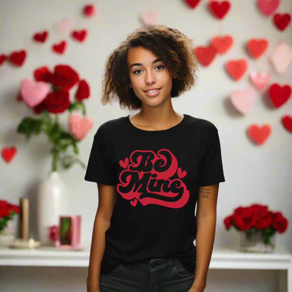 Retro Valentine Shirt Be Mine Valentine TShirt For Women Valentines Gift Vintage Valentine’s Day Tee Cute Valentines Day TShirt