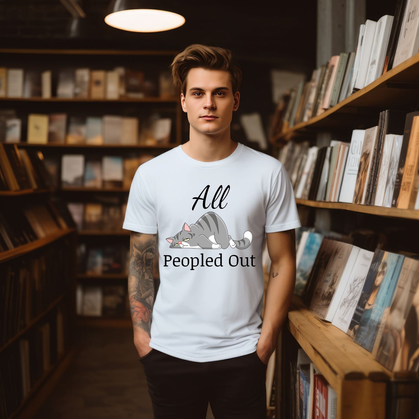 All Peopled Out TShirt Anxiety Shirt  Introvert Shirt Cat Lover Gift Sarcastic TShirt Funny Cat Tee
