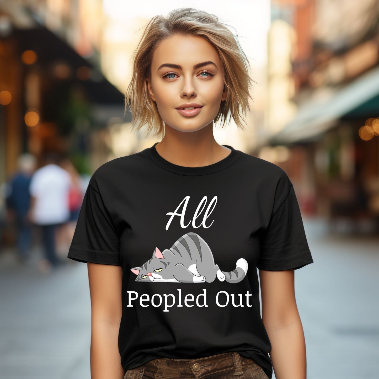 All Peopled Out TShirt Anxiety Shirt  Introvert Shirt Cat Lover Gift Sarcastic TShirt Funny Cat Tee