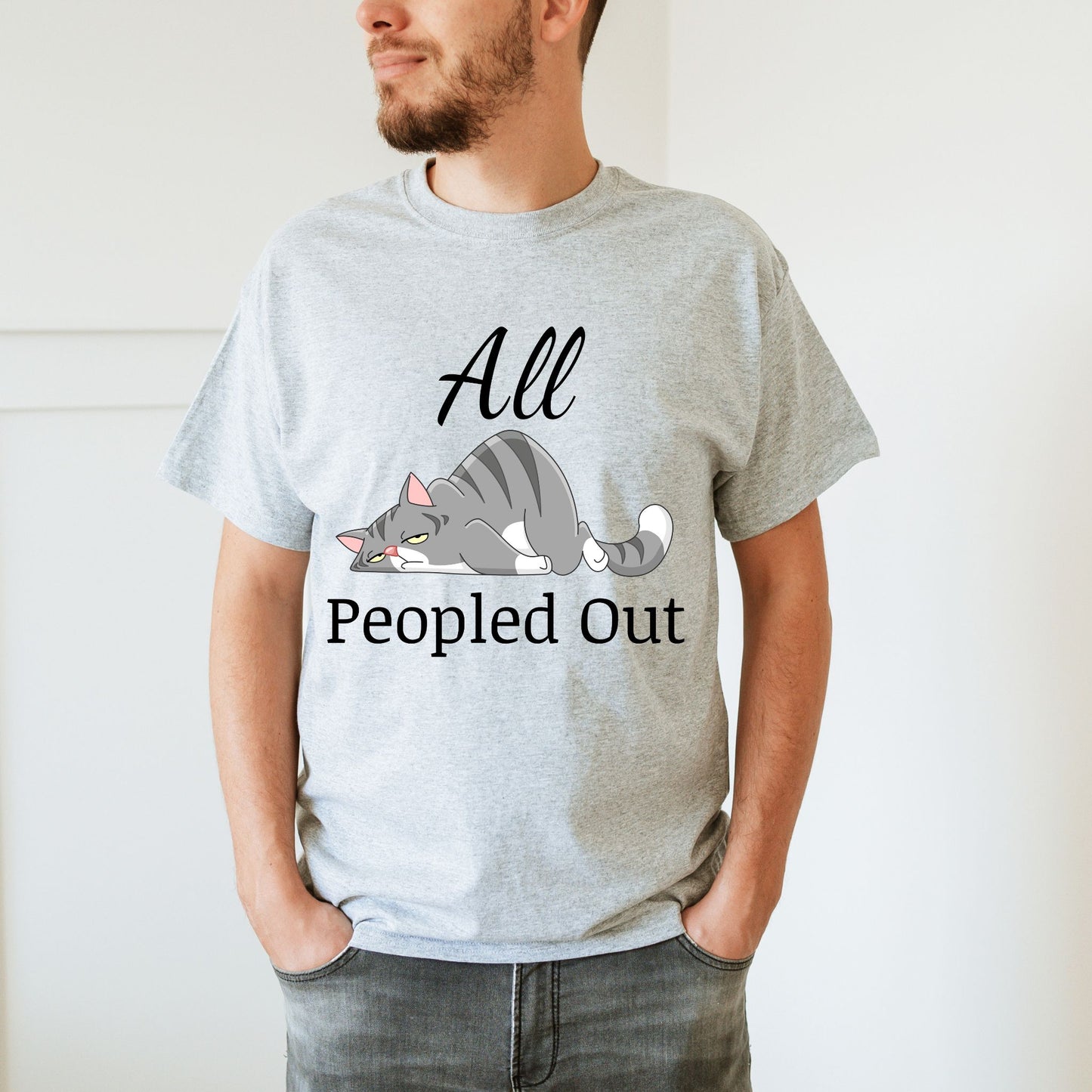 All Peopled Out TShirt Anxiety Shirt  Introvert Shirt Cat Lover Gift Sarcastic TShirt Funny Cat Tee
