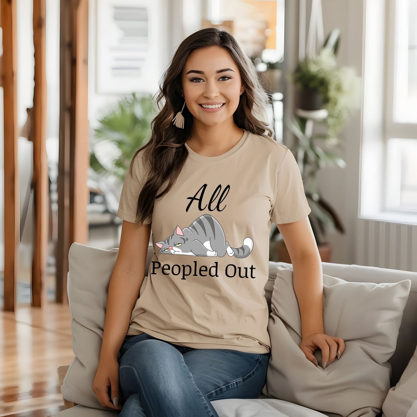 All Peopled Out TShirt Anxiety Shirt  Introvert Shirt Cat Lover Gift Sarcastic TShirt Funny Cat Tee