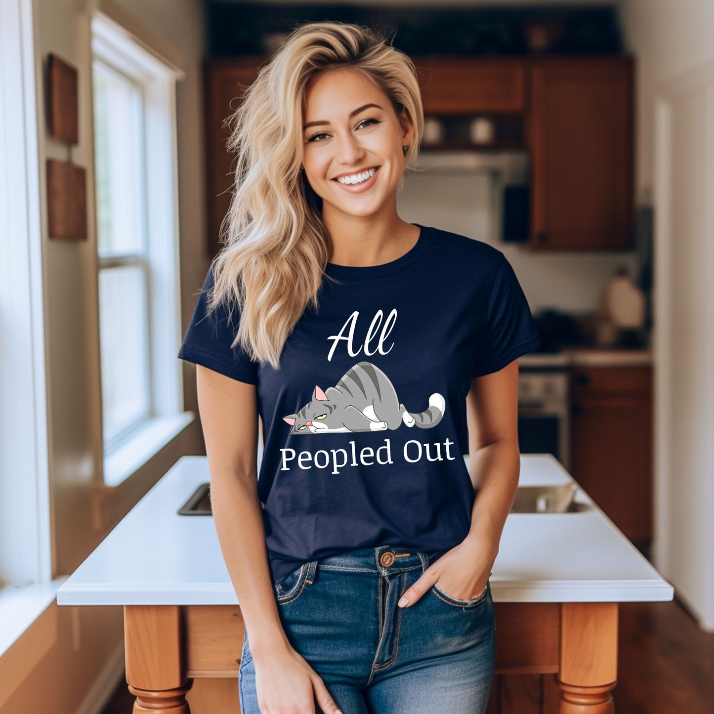All Peopled Out TShirt Anxiety Shirt  Introvert Shirt Cat Lover Gift Sarcastic TShirt Funny Cat Tee