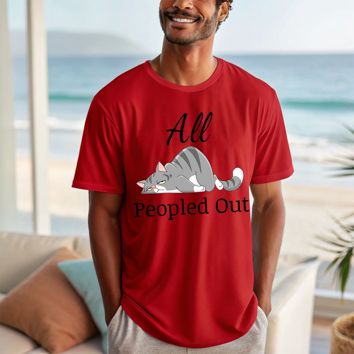 All Peopled Out TShirt Anxiety Shirt  Introvert Shirt Cat Lover Gift Sarcastic TShirt Funny Cat Tee