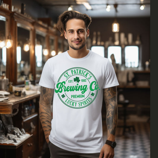 St. Patrick’s Lucky Spirits Brewing T-Shirt St. Patrick’s Day Shirt  Shamrock Tee for Beer Lovers