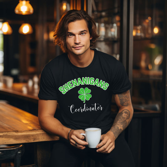 Shenanigans Coordinator T-Shirt Funny St. Patrick’s Day Shamrock Tee for Party Lovers