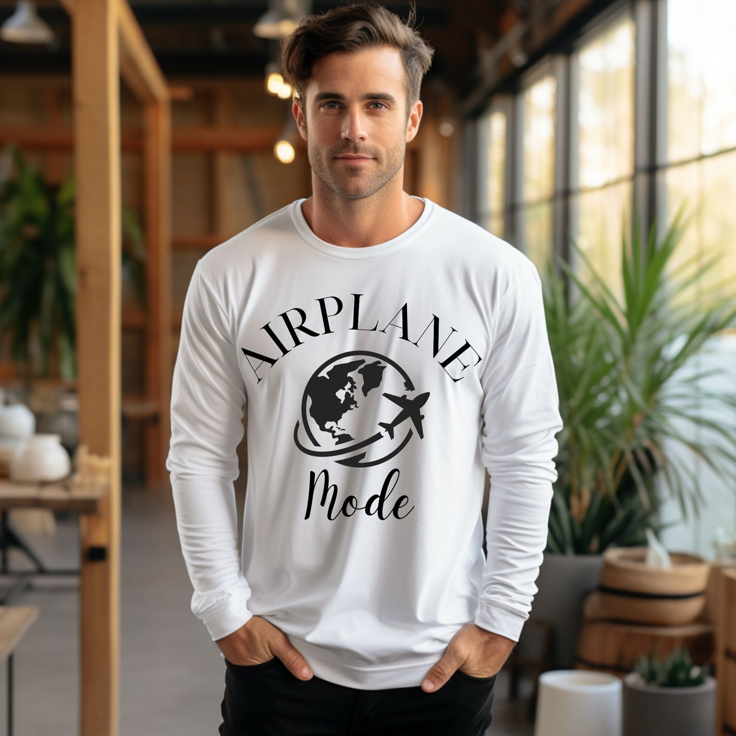Airplane Mode TShirt Travel Gifts Adventure Time Tee Vacation Shirt Travel Tee Long Sleeve Tee