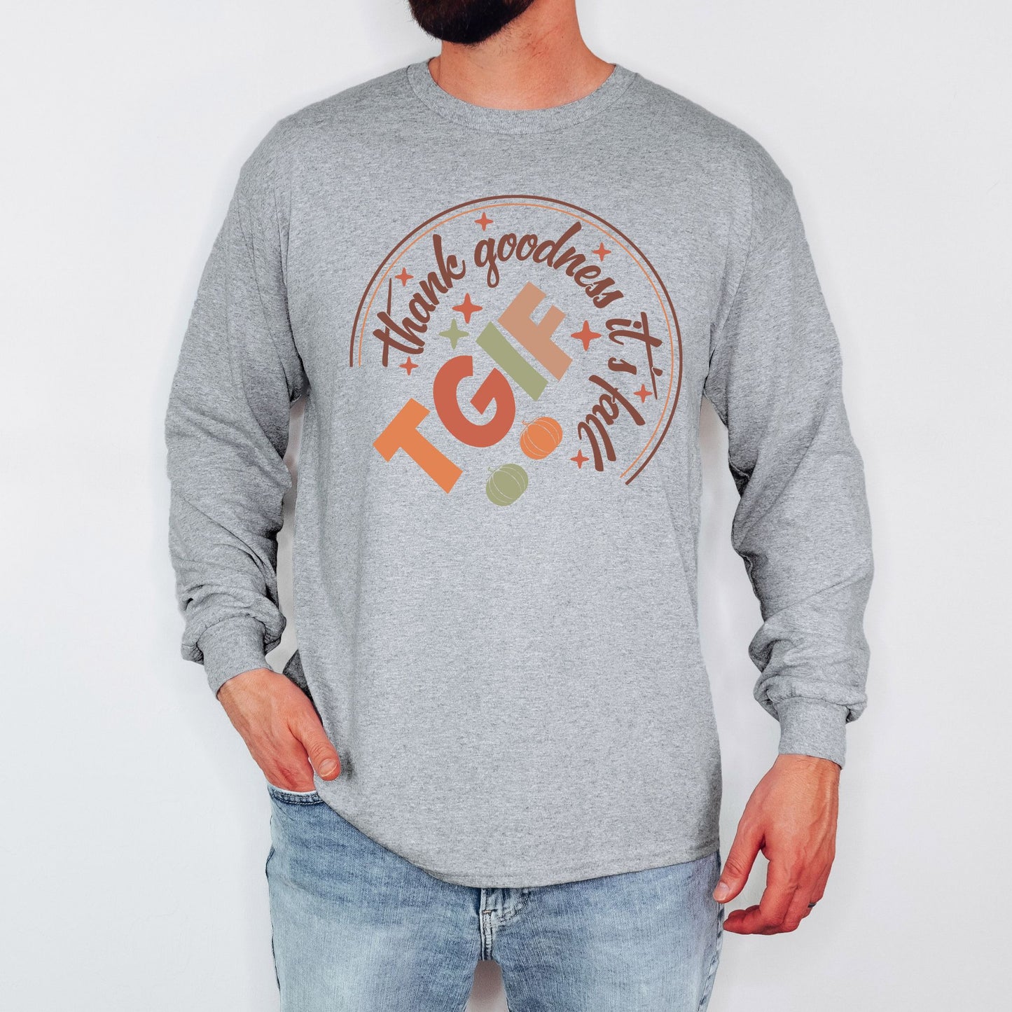 Autumn Vibes TShirt TGIF Thank Goodness It's Fall Gift For Autumn Fall Vibes Long Sleeve Tee