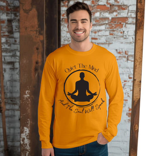 Quiet the Mind and the Soul Will Speak T-Shirt Meditation Shirt Zen Shirt Manifest Shirt Inspirational Meditation & Mindfulness Graphic TeeYoga Gift Long Sleeve Tee