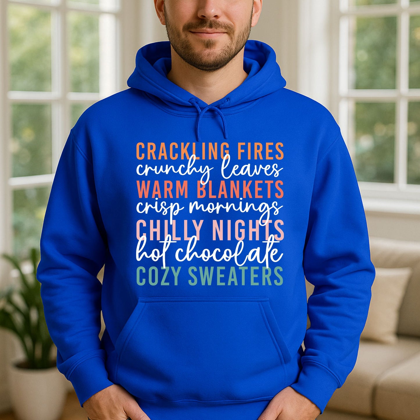 Cozy Fall Vibes Hoodie  Autumn Text Graphic Sweatshirt  Fall Lovers Shirt Crackling Fires and Cozy Sweaters Hoodie Fall Lover Gift