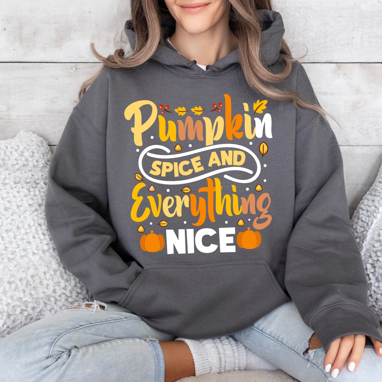 Pumpkin Spice and Everything Nice Hoodie Cute Fall Sweatshirt Autumn Graphic Shirt for Pumpkin Lovers