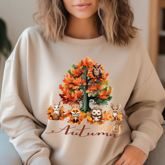 Autumn Vibes Sweatshirt Animal Lover Gift Woodland Animals Sweatshirt Animal Lover Shirt Cute Animal Sweatshirt
