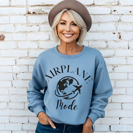 Airplane Mode Sweatshirt Travel Gifts Adventure Time Crewneck Vacation Shirt Travel Sweatshirt