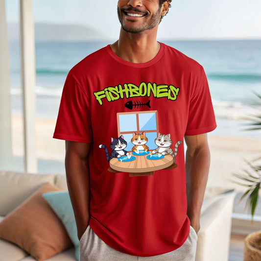 Fishbones Cat Diner T-Shirt Fun Graphic Tee for Cat Lovers & Foodies