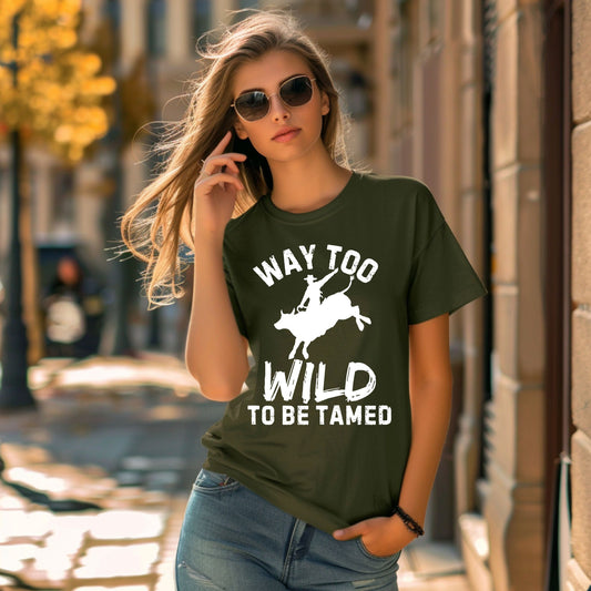 Way Too Wild To Be Tamed Rodeo-Inspired T-Shirt Western Cowboy Graphic Tee