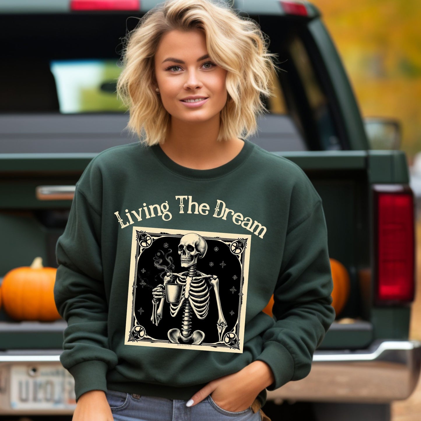 Skeleton Coffee Lover Sweatshirt Vintage Goth Style, “Death Before Decaf” Shirt